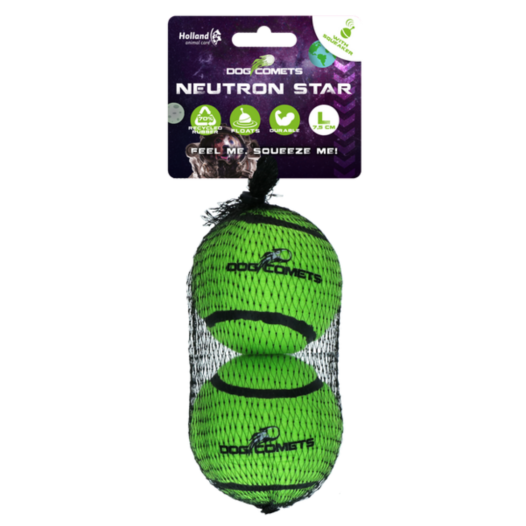 Dog Comets Neutron Star Tennisbal Met Pieper L Groen (2-pack)