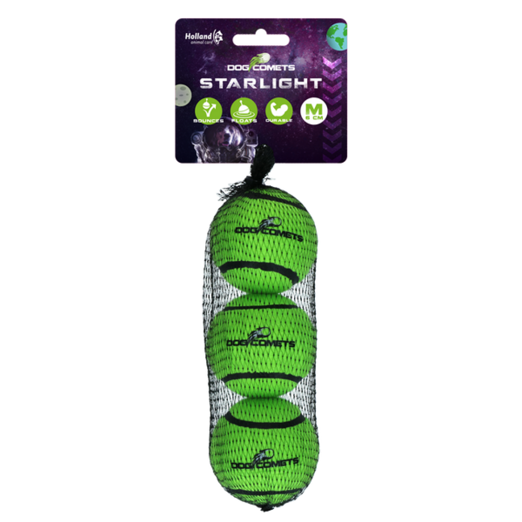 Dog Comets Starlight Tennisbal M Groen (3-Pack)