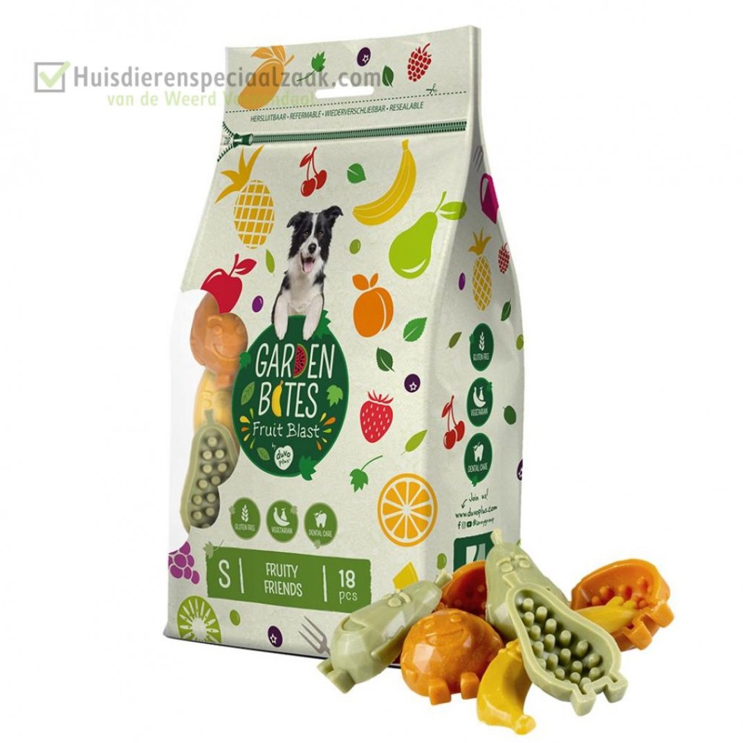 Garden Bites fruity friends klein in een zak van 18 stuk