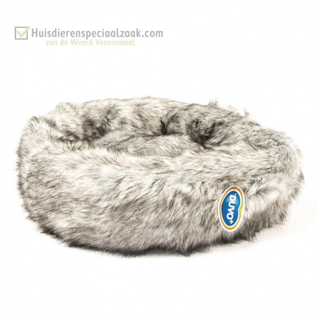 Donut bed langhaar lichtgrijs pluche mand zacht