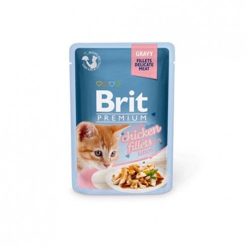 Brit Premium kat Pouche Chicken Fillets in Gravy for Kittens Actie 7 pouches