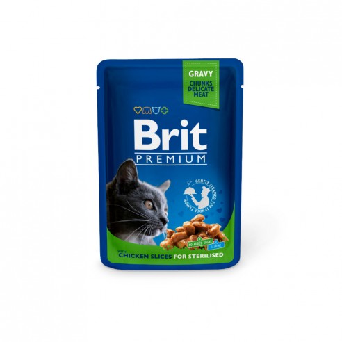 Brit Premium kat Pouche Chicken Slices Sterilised 