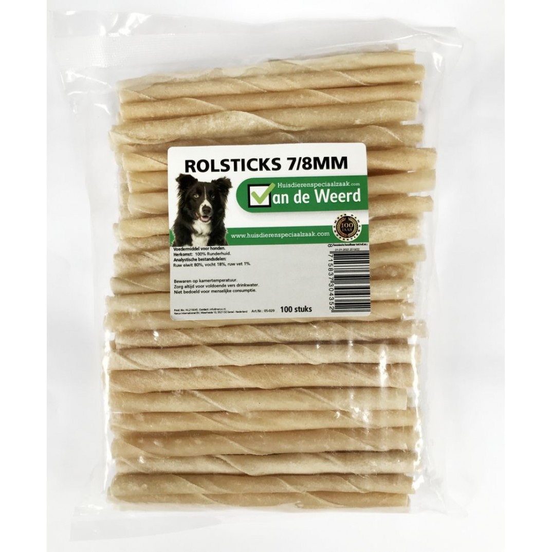 Runderhuid rolsticks 7/8 mm zak 100 st