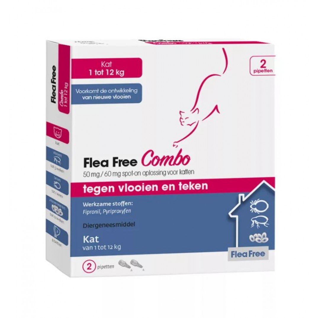 Flea Free Combo Kat Vlooien en Tekenmiddel