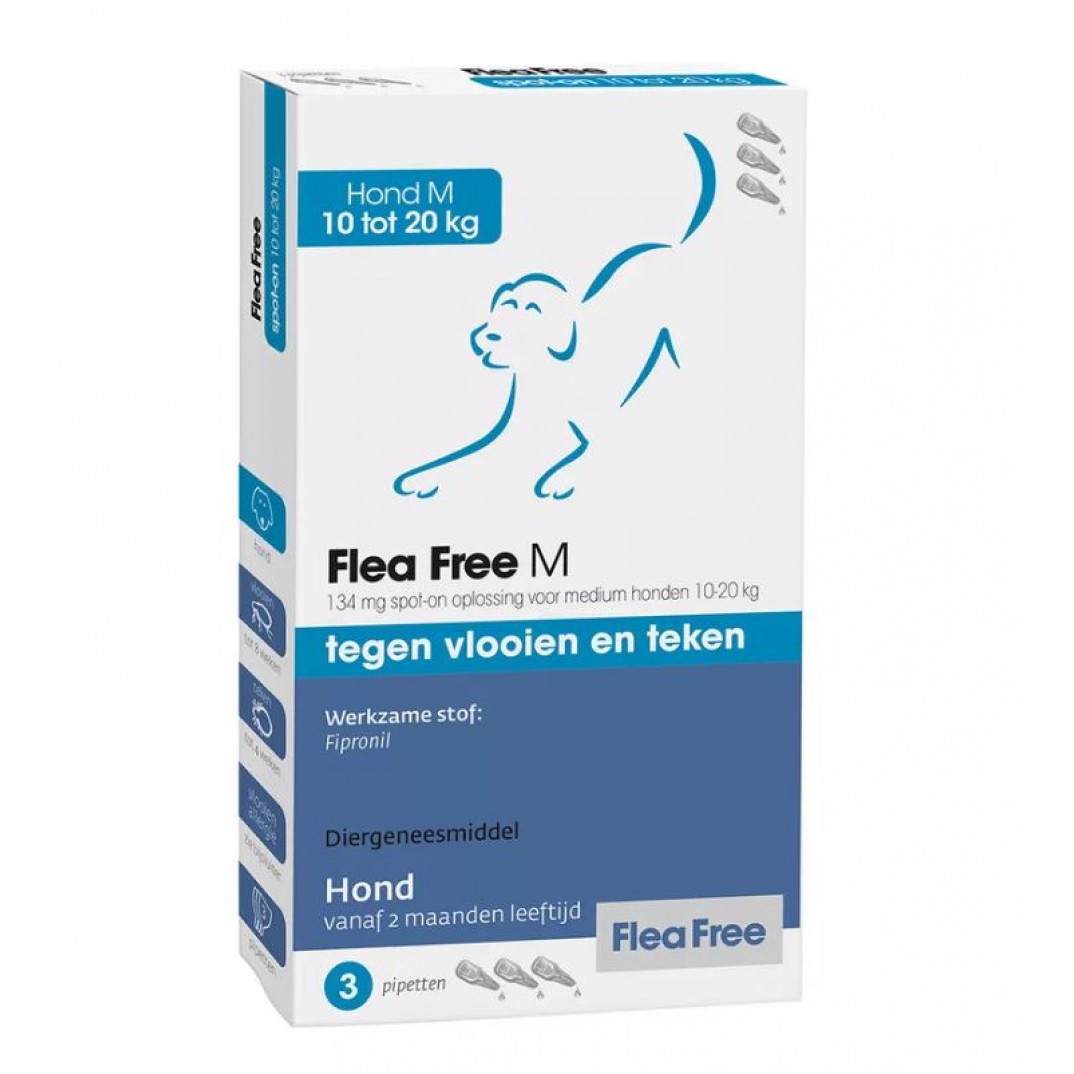 product per gewicht over de werking van Flea Free tegen vlooien en teken