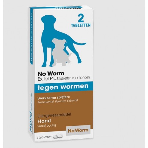 No Worm Exitel hond vanaf 0,5 kg 2 Tabletten