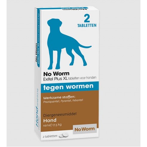 No Worm Exitel hond vanaf 17,5 kg 2 Tabletten