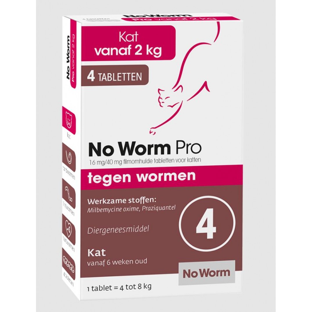 No Worm Pro Kat 2 tot 12kg 4 tabletten